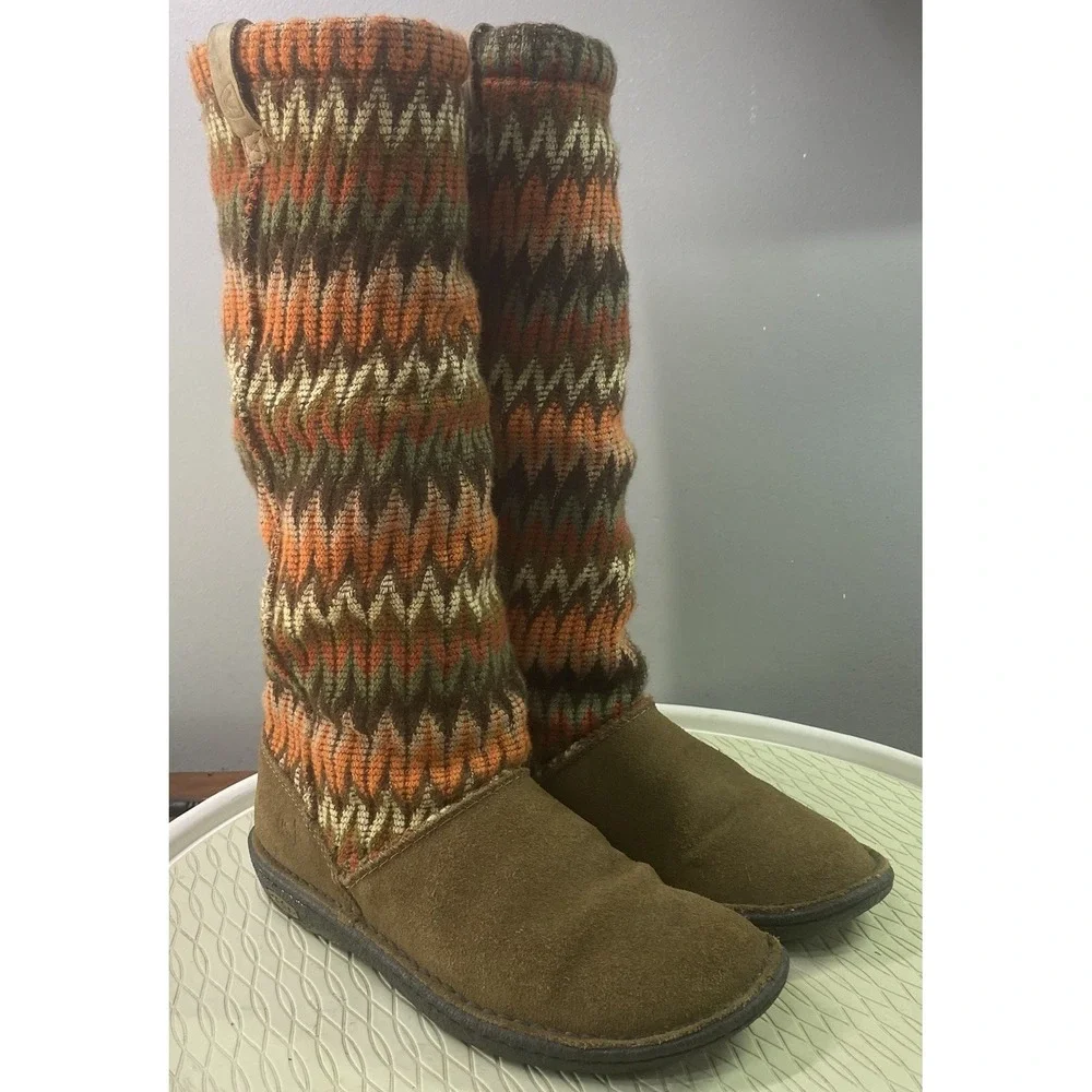 KEEN‎ Auburn NAVAJO Women's Suede&Wool Top Brown/Orange Tall Snow Winter Boots 7